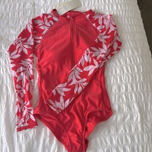 Women’s one piece swim suit/rash guard.